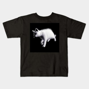 White Cat Walking Kids T-Shirt